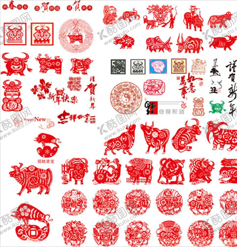 编号：91204606180834498117【酷图网】源文件下载-牛剪纸