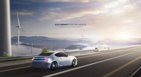 公路上疾驰的炫酷白色跑车