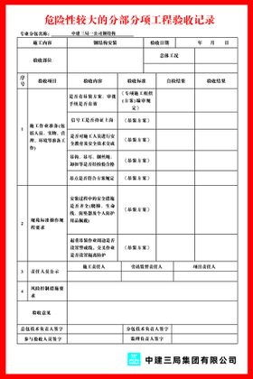 编号：31068209271411462804【酷图网】源文件下载-危险性较大的分部分项工程验收记