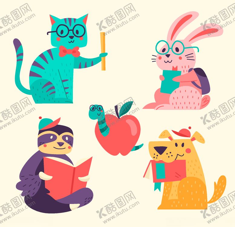 编号：41246207060927235730【酷图网】源文件下载-创意校园动物
