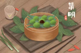 清明节插画二十四气春游燕子