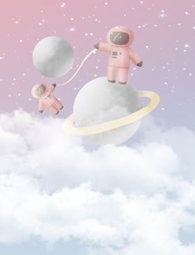 太空人云彩艺术挂画装饰画