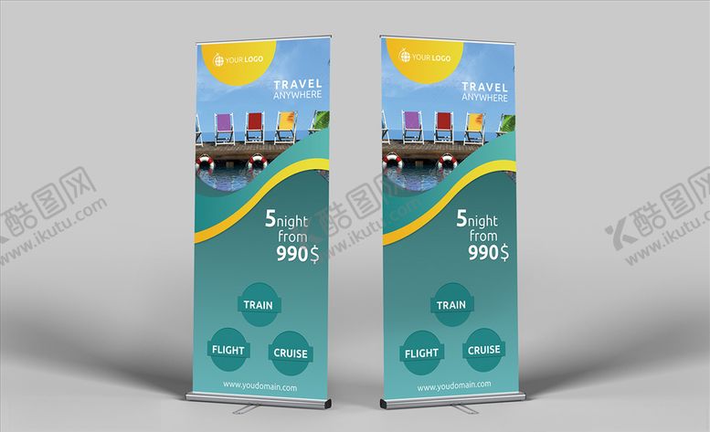 编号：93394605041343314536【酷图网】源文件下载-旅行社简约易拉宝