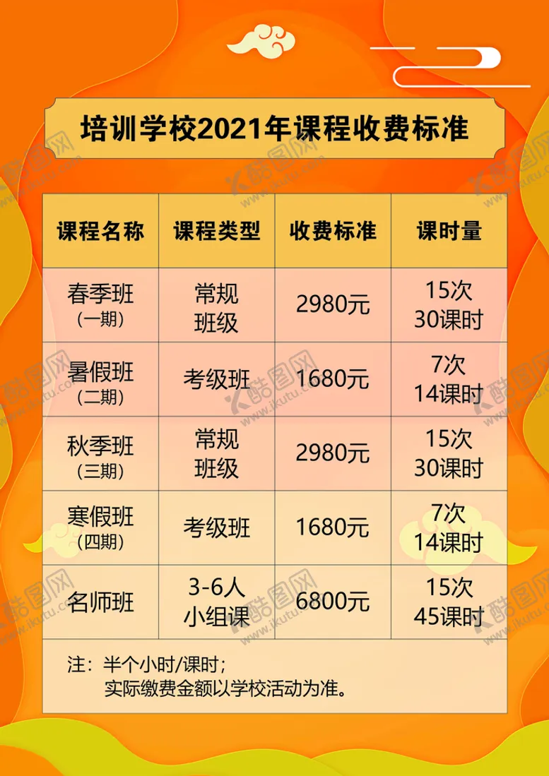 主持特长班课外培训收费标准海报台卡人学校