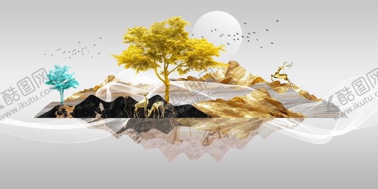 编号：87606109291419363187【酷图网】源文件下载-山水装饰画晶瓷画