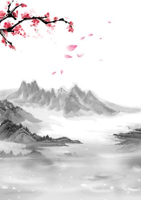 中国古风山水墨画
