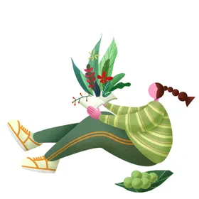 清明节素材手绘中式插图青团春天绿色