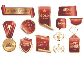 红色荣誉奖牌奖杯