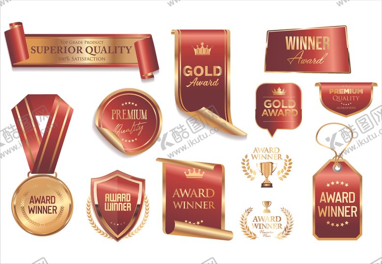 编号：47824812181707146365【酷图网】源文件下载-红色荣誉奖牌奖杯