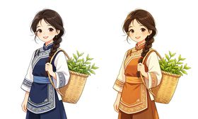 两位采茶少女