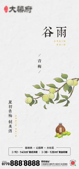 谷雨海报房地产简约二十四节气