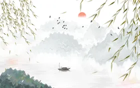 山水画文化艺术工笔PSD