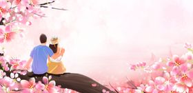 情侣赏樱图