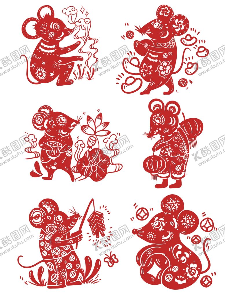 编号：12091207032358423437【酷图网】源文件下载-新年素材老鼠窗花剪纸窗花