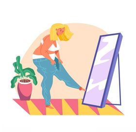 扁平化胖女生生活插画