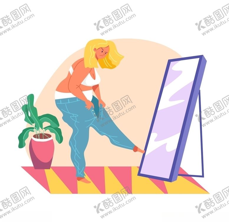 编号：50749909231242296780【酷图网】源文件下载-扁平化胖女生生活插画