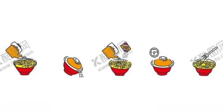 编号：98120605121249523597【酷图网】源文件下载-食用方法步骤程序泡面煮