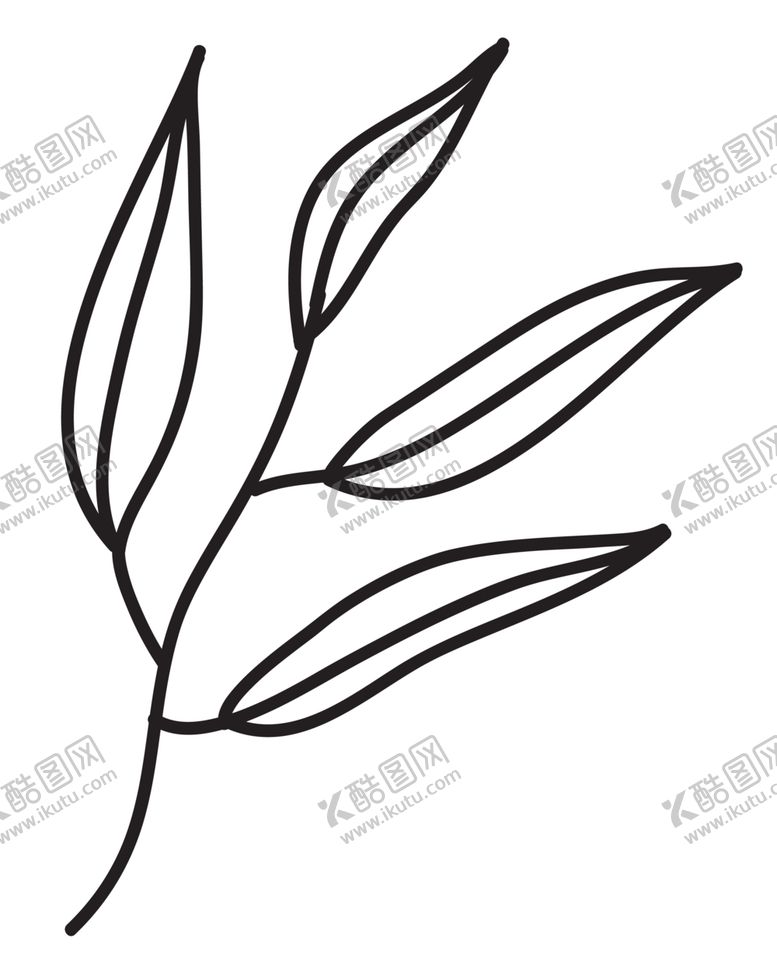 编号：96180509300540035380【酷图网】源文件下载-黑白手绘植物
