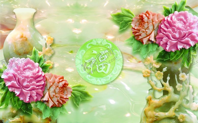编号：75594705151924107892【酷图网】源文件下载-玉雕花朵背景墙