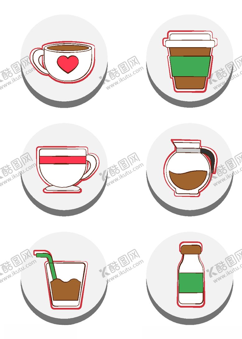 编号：22134009231921099555【酷图网】源文件下载-矢量卡通咖啡餐饮图标