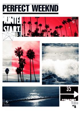 椰子树摄影剪切拼贴艺术海报