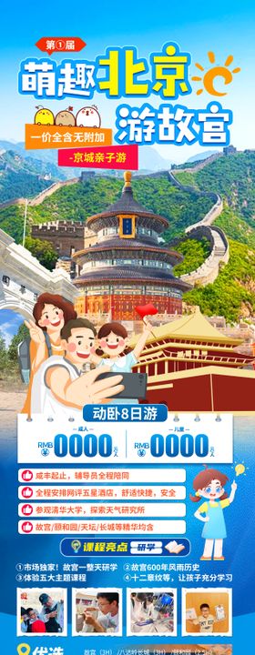 萌趣北京游故宫旅游长图海报