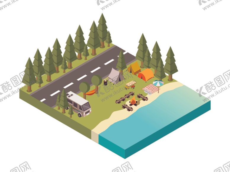 编号：10846609280317575975【酷图网】源文件下载-户外野营立体平面图