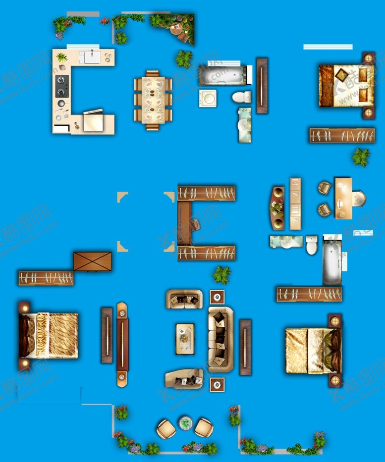 编号：43610209192021469459【酷图网】源文件下载-户型图家具