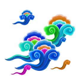 彩色祥云元素古典图案传统纹古代花纹古代
