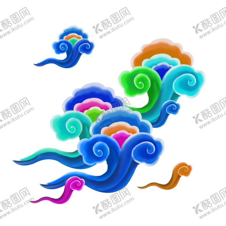 编号：94337806261832187455【酷图网】源文件下载-彩色祥云元素