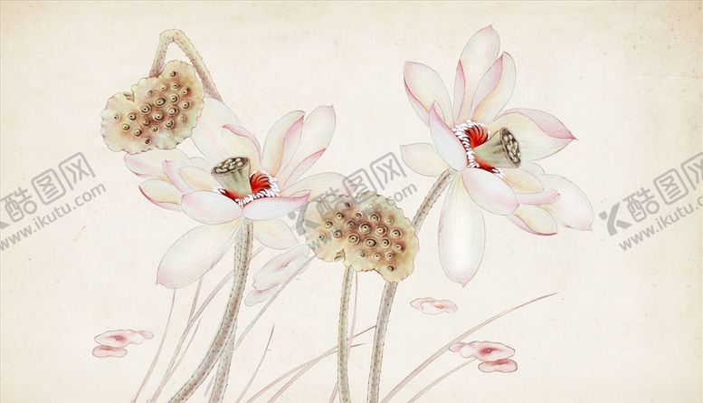 编号：96866404191750152294【酷图网】源文件下载-浮雕花荷花莲蓬背景墙