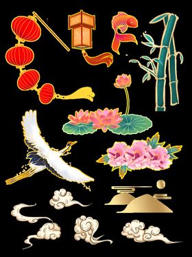 春节兔年插画元素图案