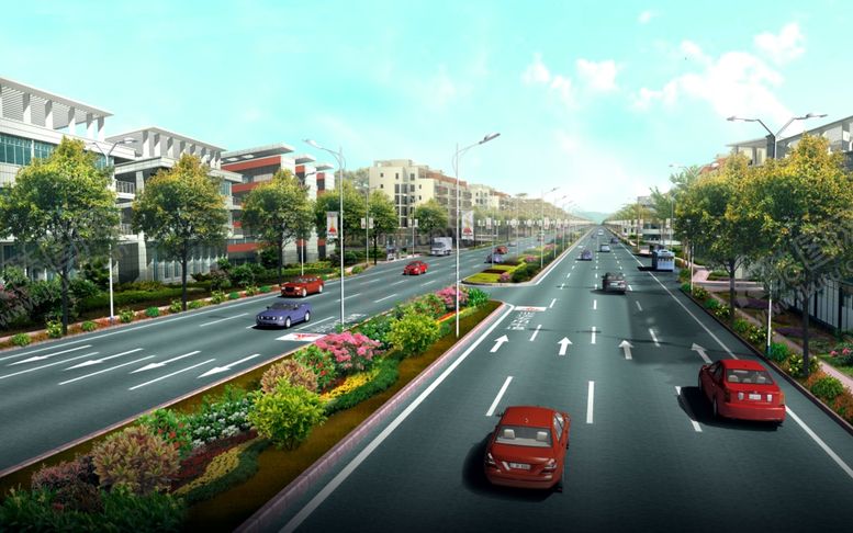 编号：43122809092238278464【酷图网】源文件下载-道路绿化景观效果图