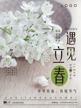 手绘清新立春节气海报