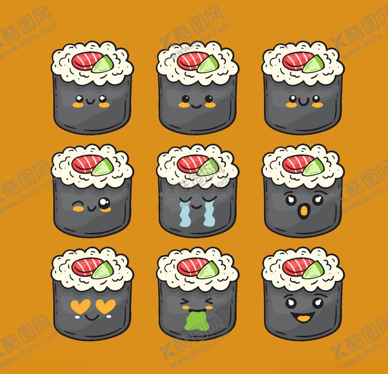 编号：71009810090210323513【酷图网】源文件下载-可爱寿司