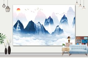 风景画山水水墨装饰欧式油