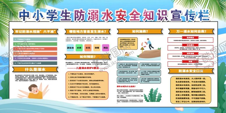编号：83298707040754099477【酷图网】源文件下载-中小学生防溺水知识宣传展板