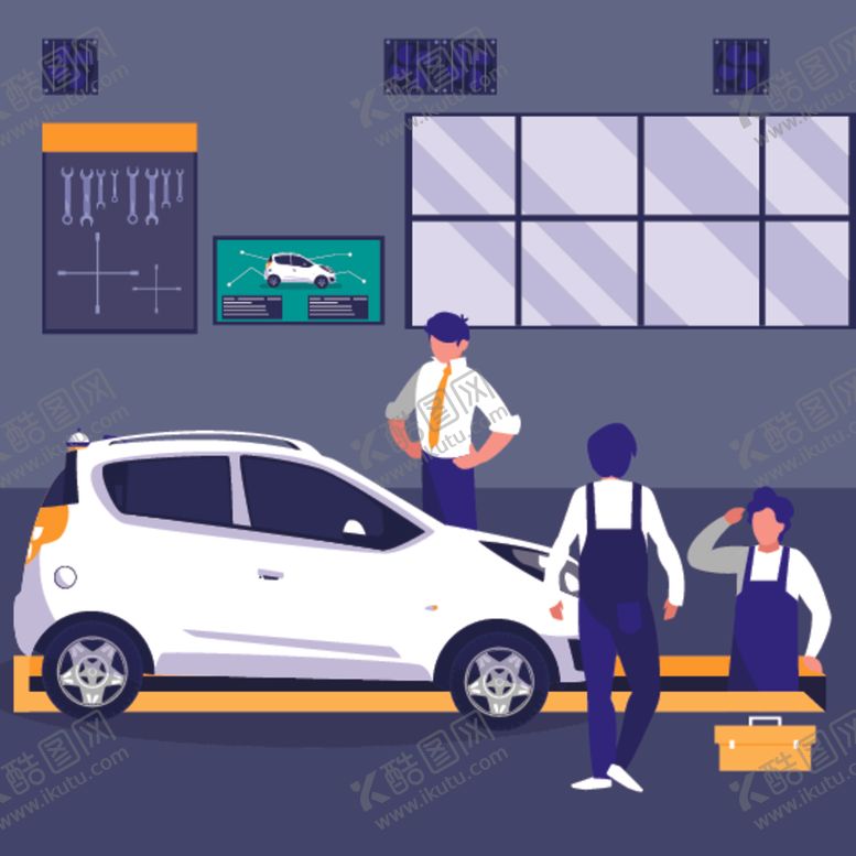 编号：42544809260529153754【酷图网】源文件下载-汽车修理主题插画