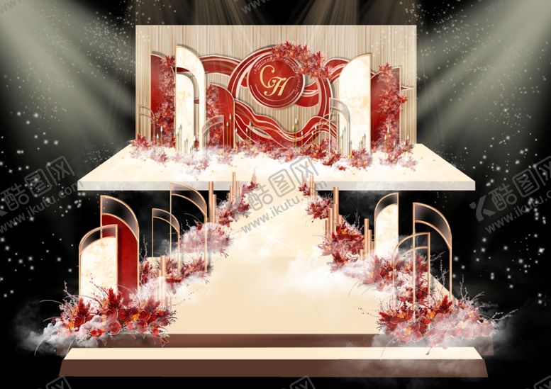 编号：66326209130620276399【酷图网】源文件下载-红金婚礼t台