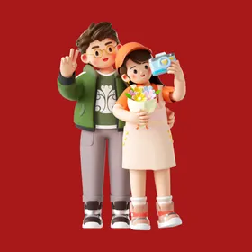 手绘情侣恋人卡通爱男女