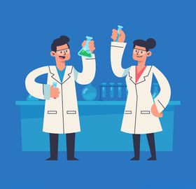 矢量卡通科学实验人物