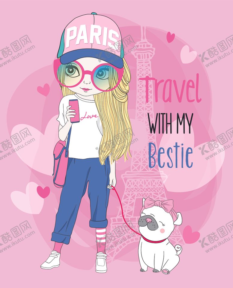 编号：29698809152307192746【酷图网】源文件下载-可爱卡通潮流少女插画