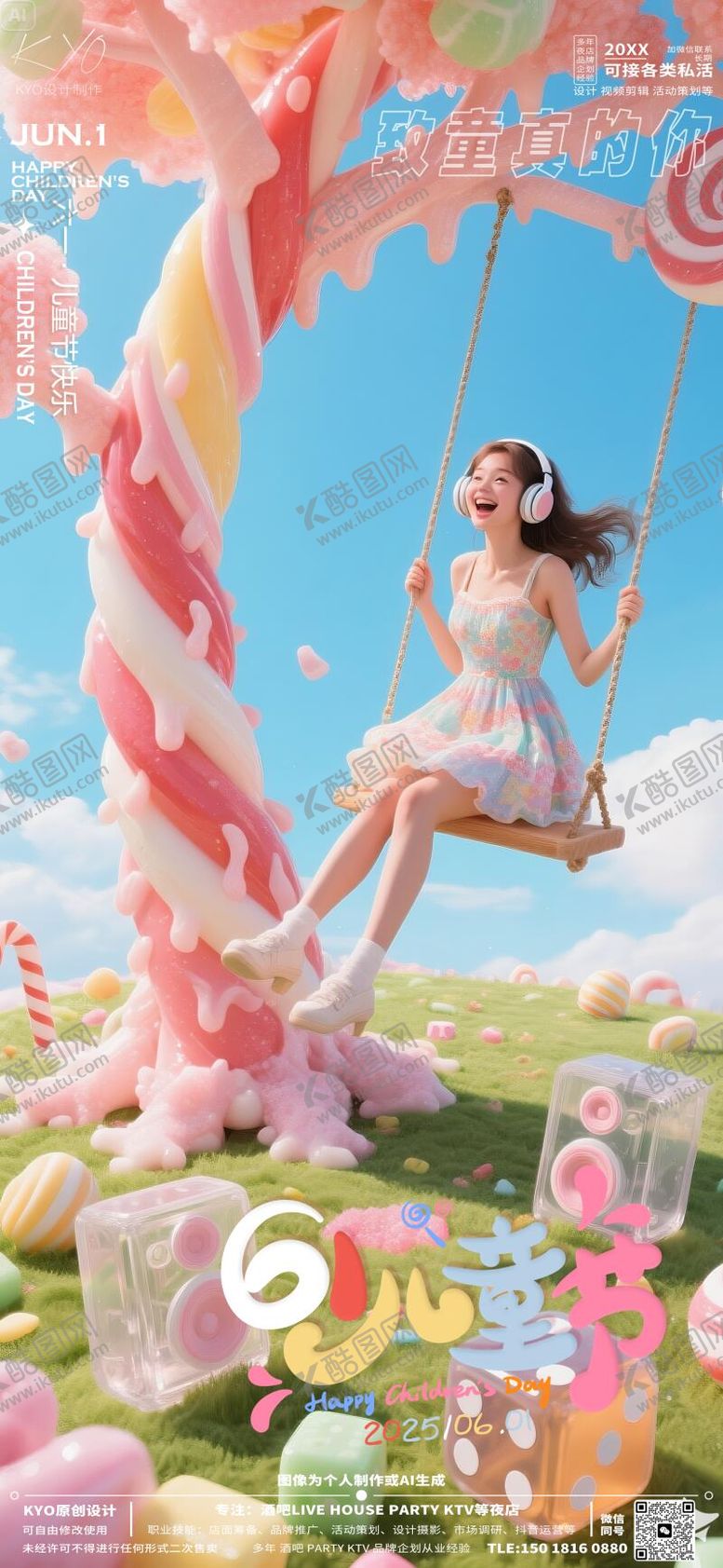 编号：28414805112325364153【酷图网】源文件下载-酒吧61儿童节糖果树海报