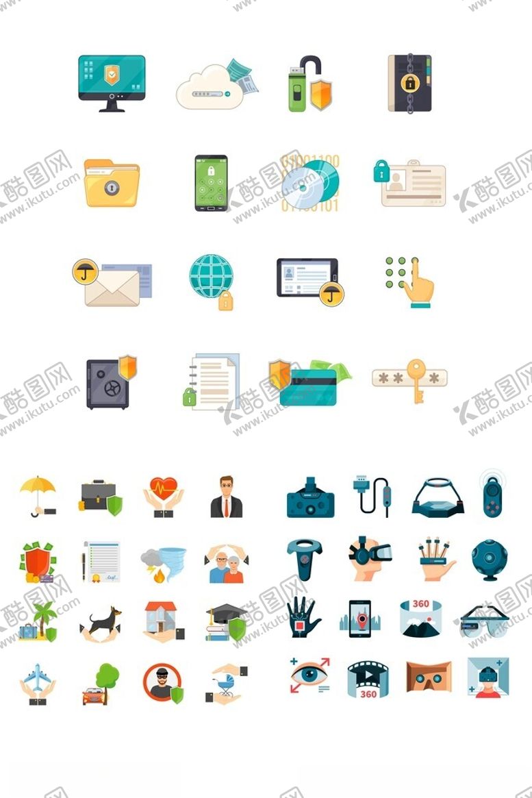编号：66020605240812215964【酷图网】源文件下载-互联网安全及虚拟现实图标