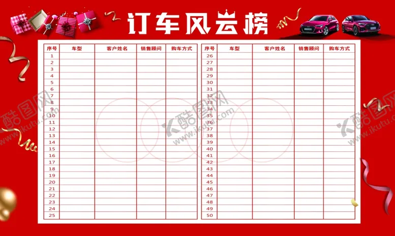 编号：34255304280529119188【酷图网】源文件下载-订车风云榜