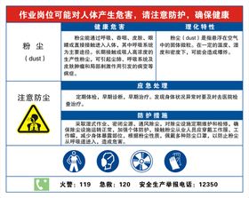 职业病危害告知卡 粉尘