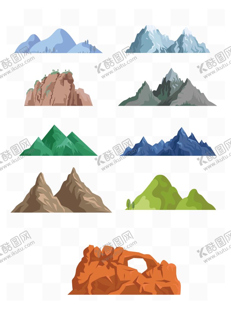 编号：15372609121705479816【酷图网】源文件下载-山脉插画手绘山行