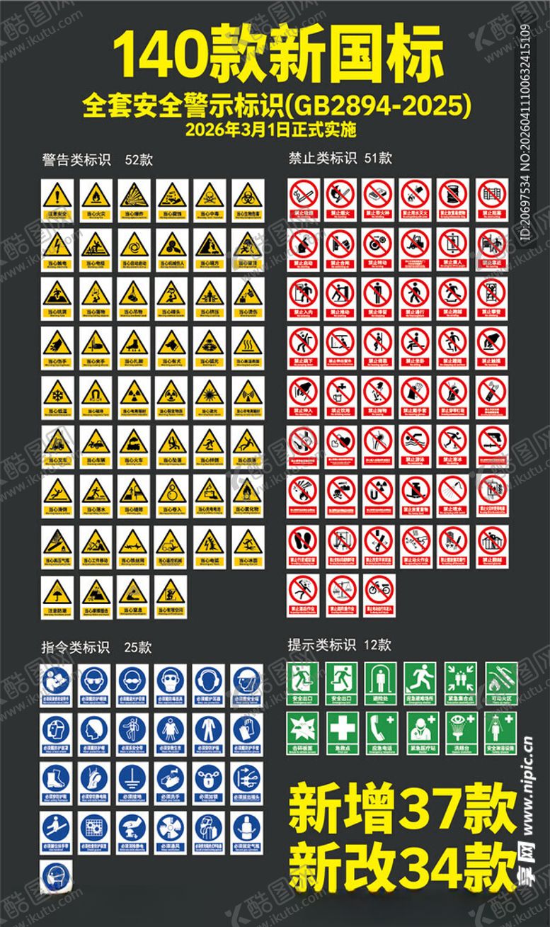 编号：25857704202158379419【酷图网】源文件下载-140款新国标矢量安全警示标识