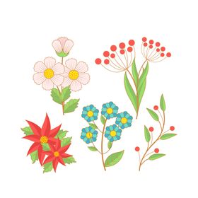 各种花朵手绘水彩插画鲜束