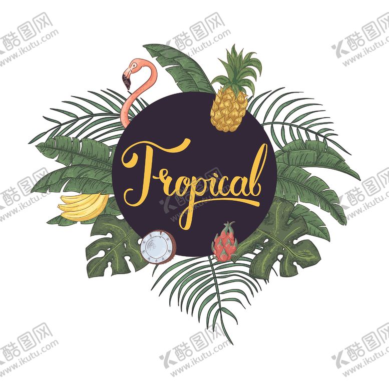 编号：18758210110244565766【酷图网】源文件下载-夏日植物树叶装饰图案